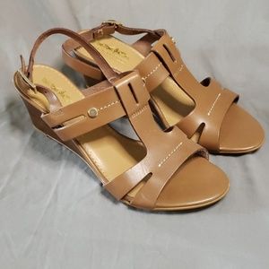 Coach and Four Leather Wedge Sandal